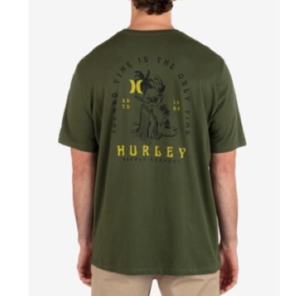 Hurley Green Everyday Island Time Short Sleeve T-Shirt Men's Size Small Summer